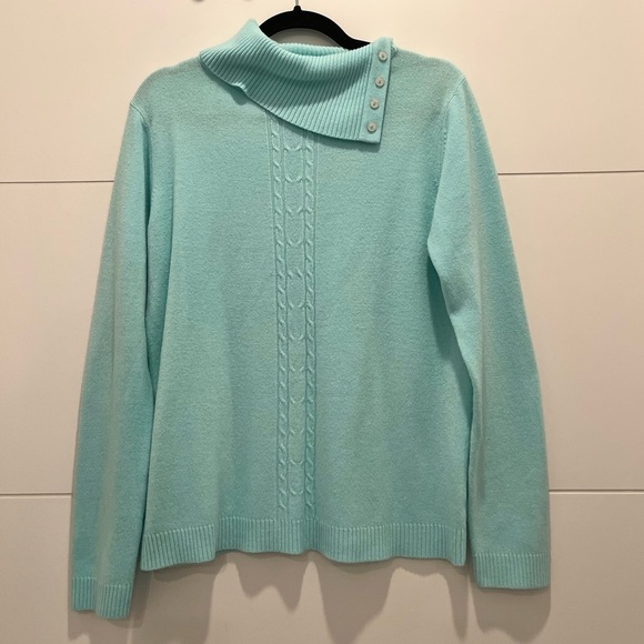 White Stag Aqua Open Turtleneck Sweater Size L - Picture 1 of 5